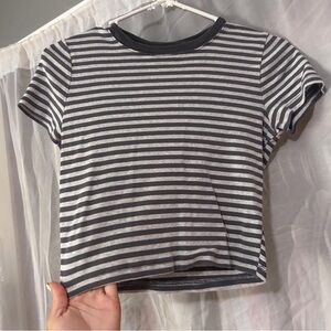 Hollister Black and White Striped Short Sleeve Tee
